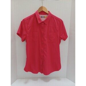 Cabelas Snap Up Vented Outdoor‎ Fishing Shirt Womens Coral Red Casual Top Size M